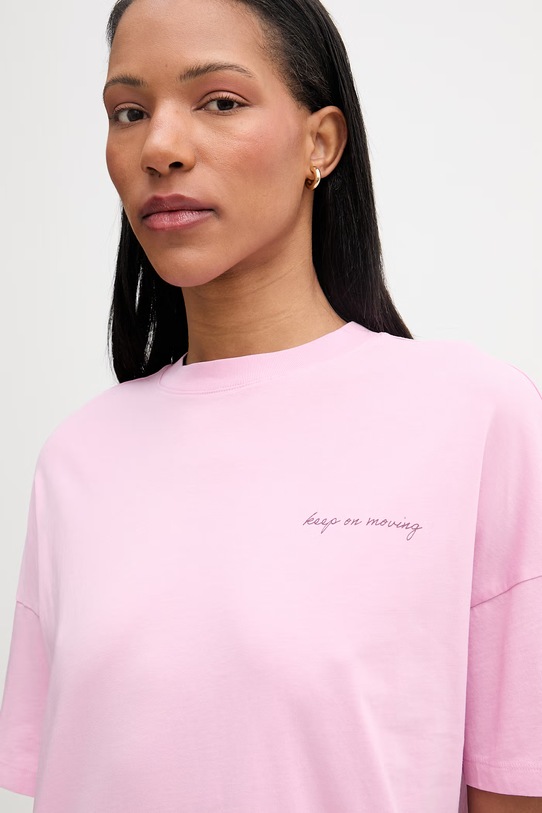 Marc O'Polo T-shirt oversize damski bawełniany różowy 5000009628