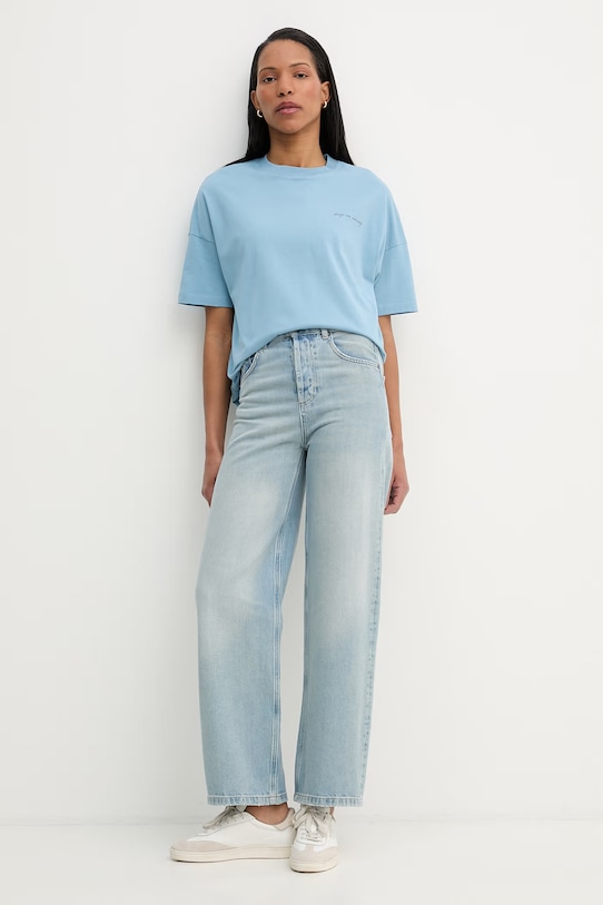 Marc O'Polo T-shirt oversize damski bawełniany 5000009628 niebieski SS26