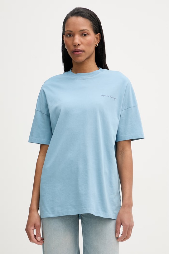 Odzież Marc O'Polo T-shirt oversize damski bawełniany 5000009628 niebieski