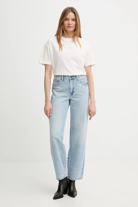 Памучна тениска Marc O'Polo 5000010955 бежов SS26