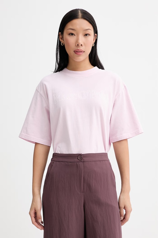 Marc O'Polo T-shirt damski bawełniany różowy 5000013296