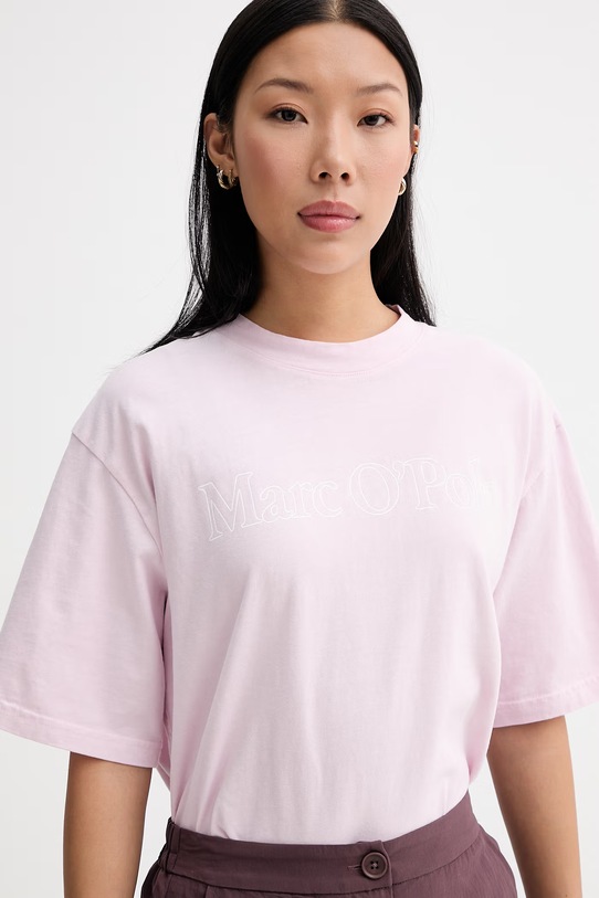 Marc O'Polo T-shirt damski bawełniany różowy 5000013296