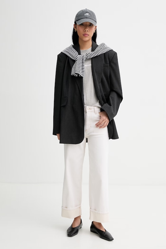 Marc O'Polo T-shirt damski bawełniany 5000013296 szary SS26