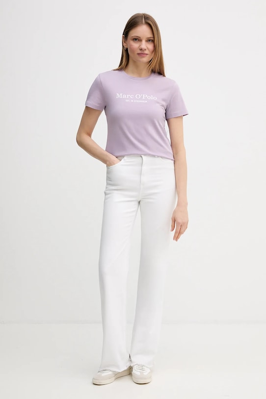Bavlněné tričko Marc O'Polo 5000013298 fialová SS26
