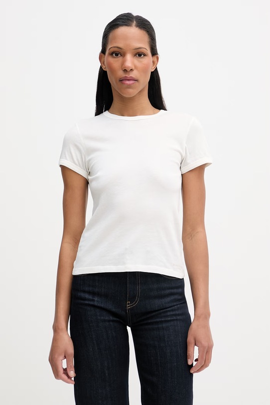 Marc O'Polo T-shirt damski bawełniany beżowy 5000013301