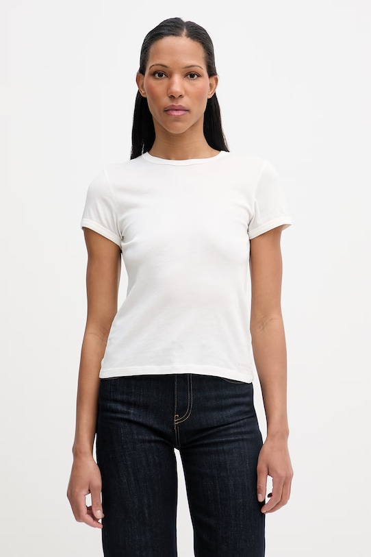 Marc O'Polo T-shirt damski bawełniany beżowy 5000013301