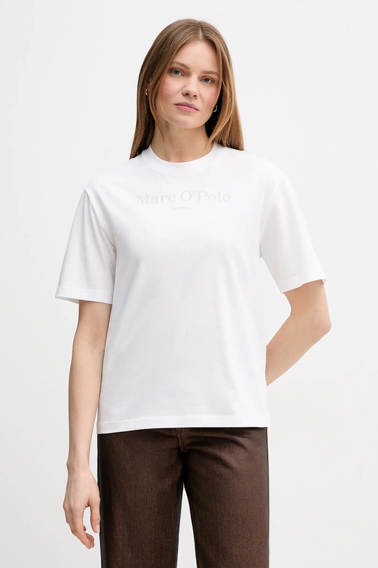 Marc O'Polo t-shirt bawełniany nadruk beżowy 5000013306