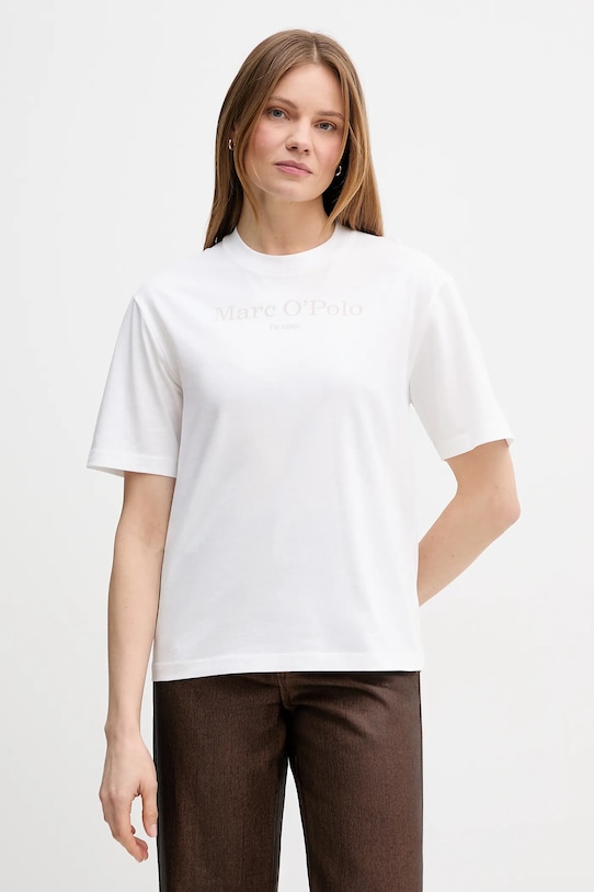 Marc O'Polo t-shirt bawełniany nadruk beżowy 5000013306