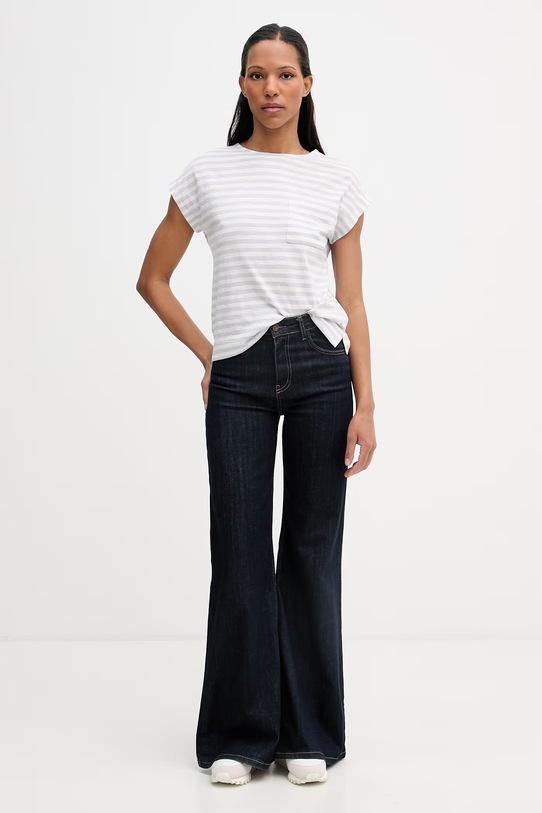 Marc O'Polo T-shirt damski bawełniany 5000013314 niebieski SS26