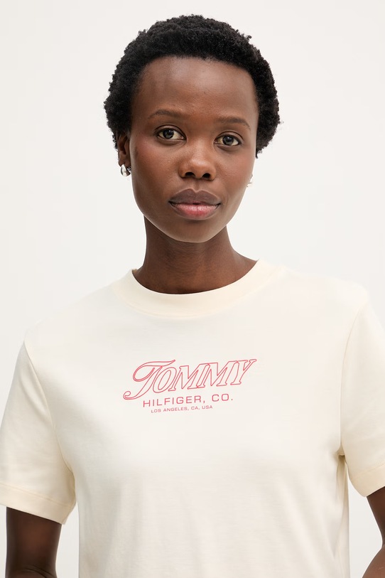 Tommy Hilfiger t-shirt damski bawełniany SUMMER beżowy WW0WW48707