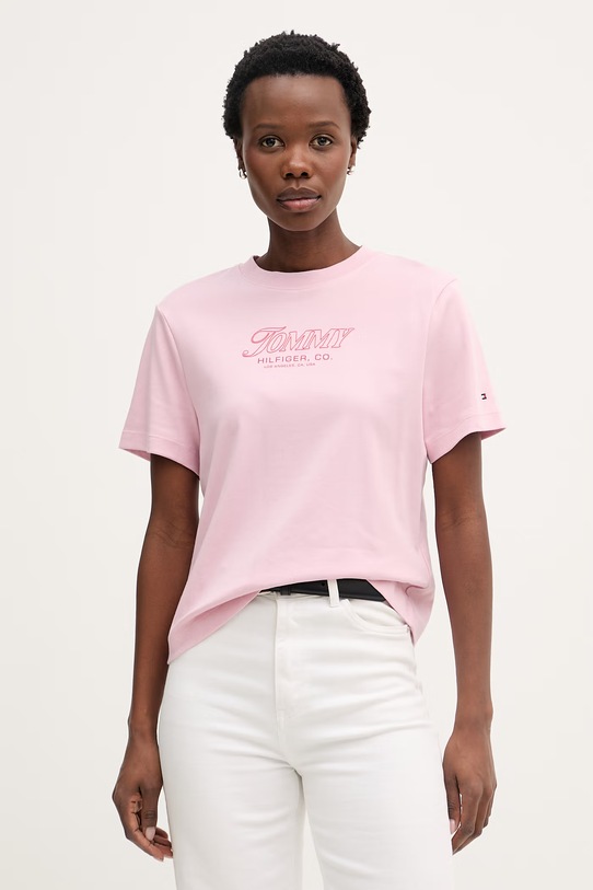 Tommy Hilfiger t-shirt damski bawełniany SUMMER różowy WW0WW48707