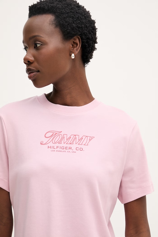Tommy Hilfiger t-shirt damski bawełniany SUMMER różowy WW0WW48707