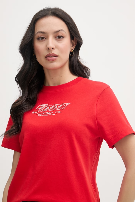 Tommy Hilfiger t-shirt damski bawełniany SUMMER czerwony WW0WW48707