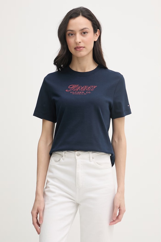 Tommy Hilfiger t-shirt damski bawełniany SUMMER granatowy WW0WW48707