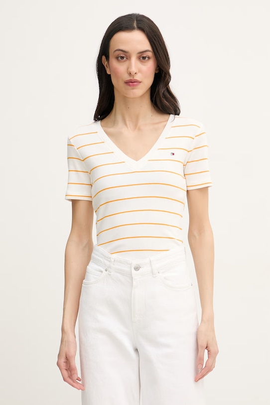 Tommy Hilfiger tricou pentru femei, din bumbac bej WW0WW40584.