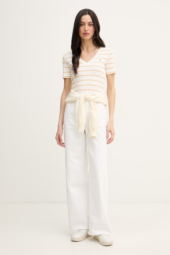 Tommy Hilfiger tricou pentru femei, din bumbac WW0WW40584. bej SS26