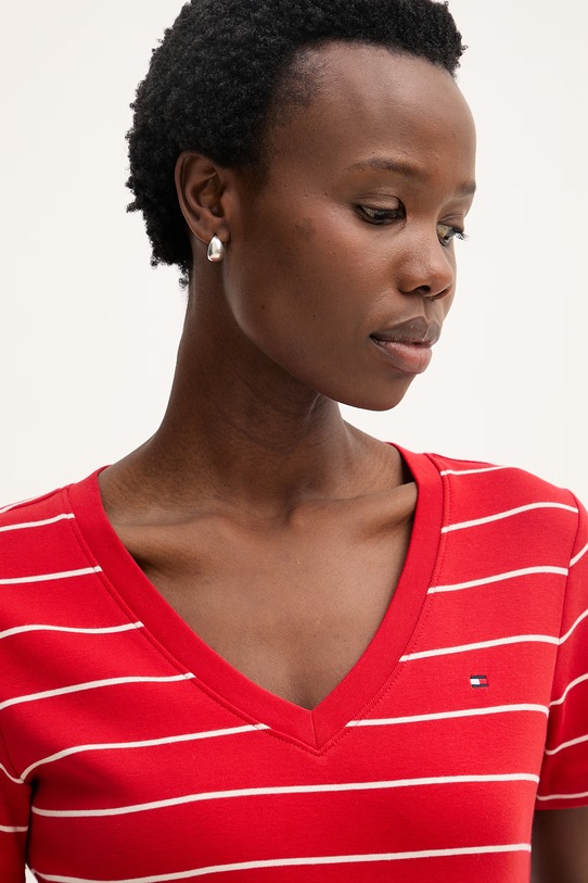 Tommy Hilfiger t-shirt γυναικείο βαμβακερό κόκκινο WW0WW40584.