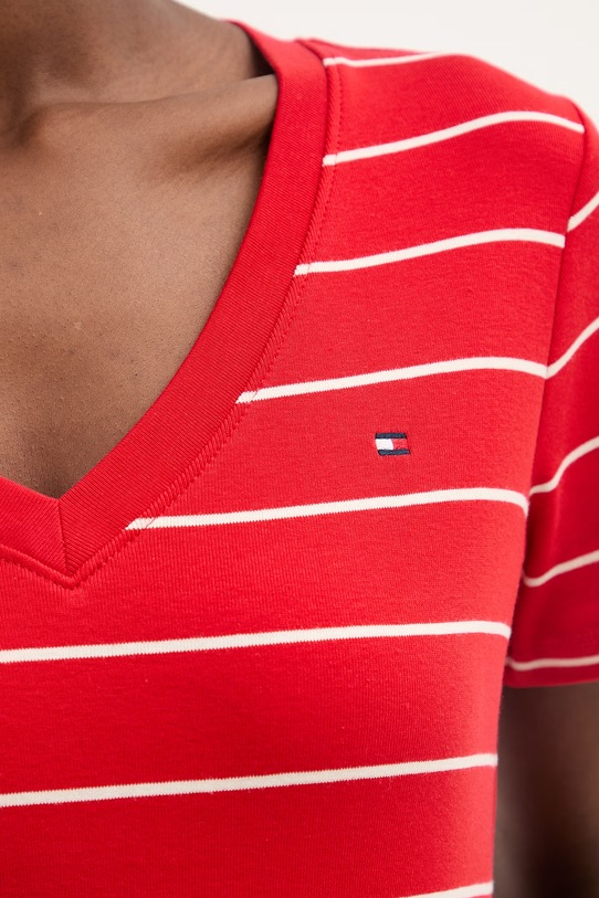 Tommy Hilfiger t-shirt γυναικείο βαμβακερό WW0WW40584. κόκκινο