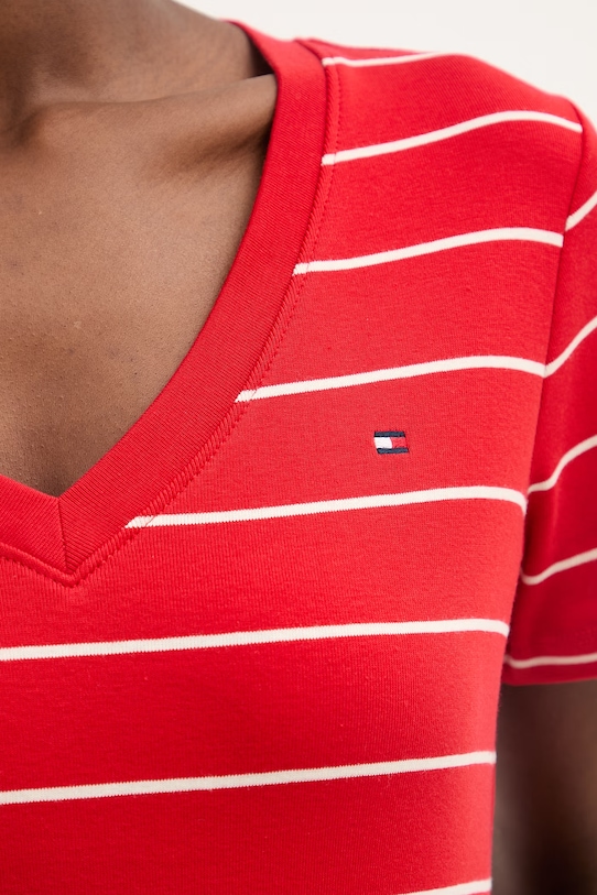 Tommy Hilfiger t-shirt γυναικείο βαμβακερό WW0WW40584. κόκκινο