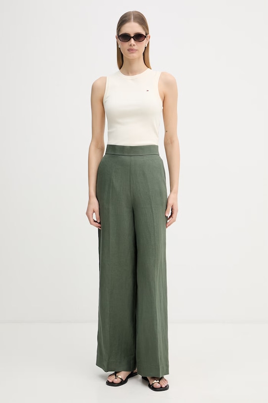 Tommy Hilfiger top damski bawełniany WW0WW47806 beżowy SS26