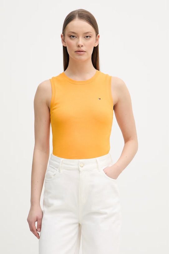 Tommy Hilfiger top za žene od pamuka narančasta WW0WW47806