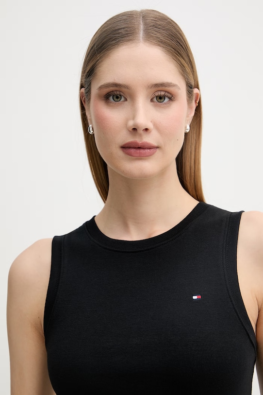 Tommy Hilfiger top damski bawełniany czarny WW0WW47806