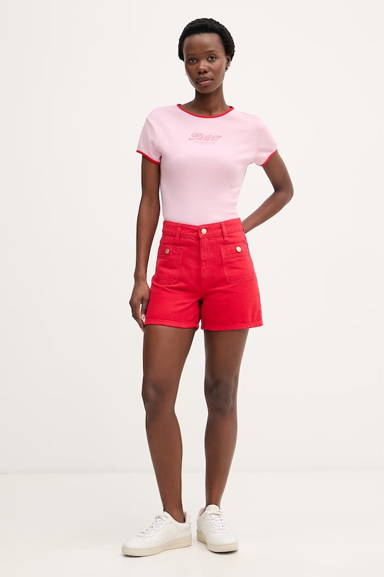 Tommy Hilfiger t-shirt damski bawełniany WW0WW49245 różowy SS26