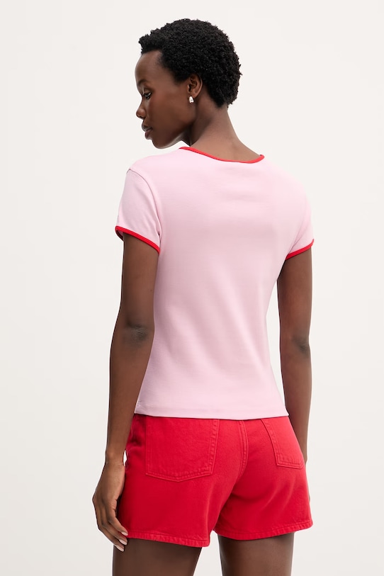 Odzież Tommy Hilfiger t-shirt damski bawełniany WW0WW49245 różowy