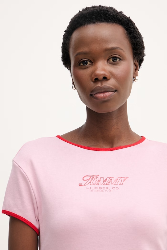 Tommy Hilfiger t-shirt damski bawełniany różowy WW0WW49245