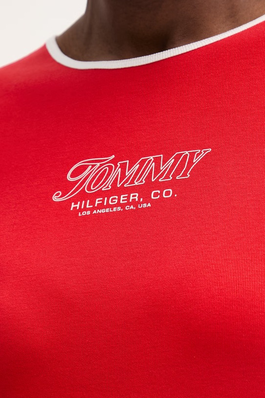 Tommy Hilfiger t-shirt damski bawełniany WW0WW49245 czerwony