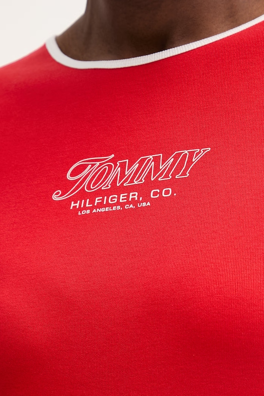 Tommy Hilfiger t-shirt damski bawełniany WW0WW49245 czerwony