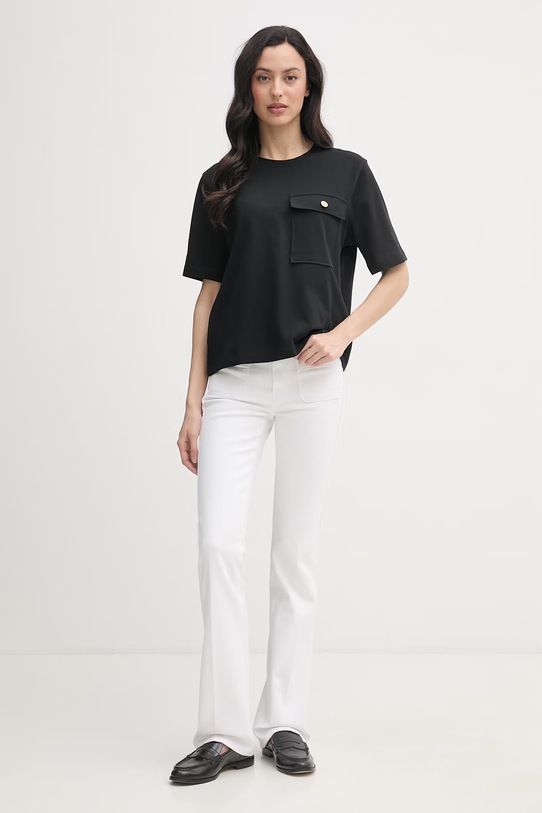 Tommy Hilfiger majica za žene od pamuka WW0WW49249 crna SS26