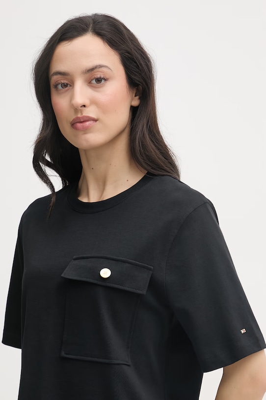 Tommy Hilfiger majica za žene od pamuka crna WW0WW49249