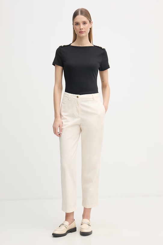 Tommy Hilfiger kratka majica ženska bombažna WW0WW49250 črna SS26