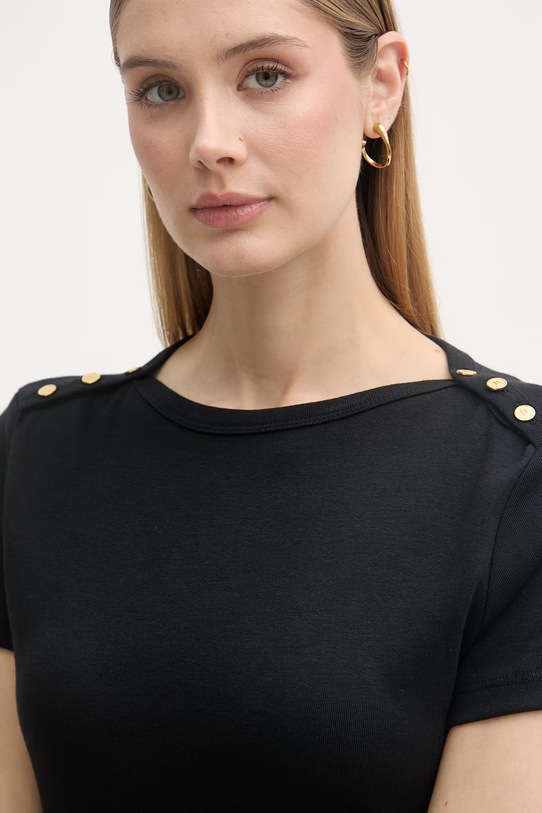 Tommy Hilfiger kratka majica ženska bombažna črna WW0WW49250