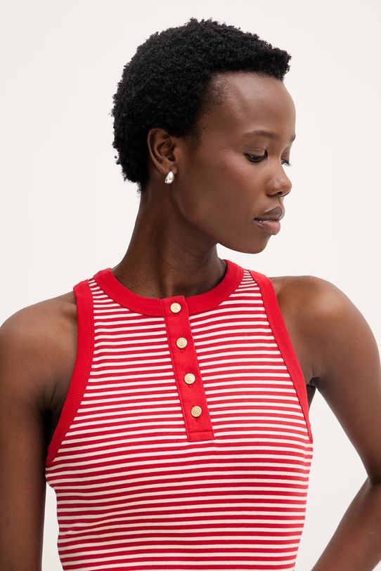 Tommy Hilfiger top damski bawełniany czerwony WW0WW49251