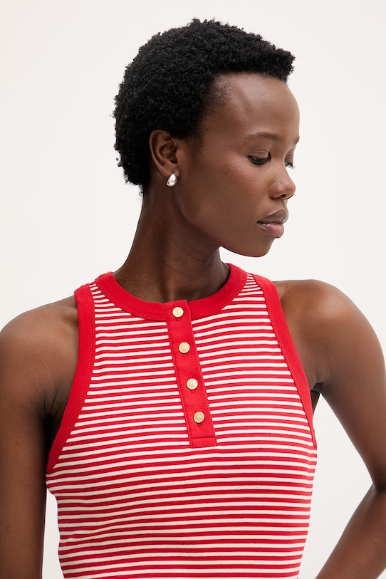 Tommy Hilfiger top damski bawełniany czerwony WW0WW49251