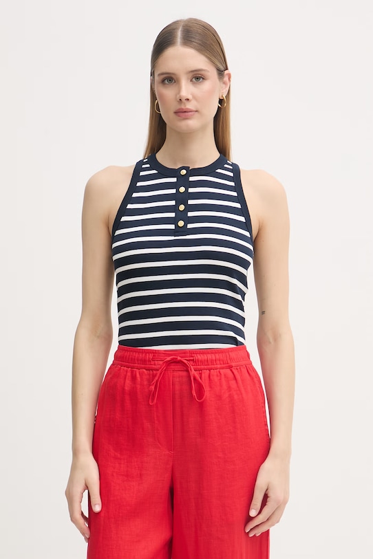 Tommy Hilfiger Τοπ γυναικείο βαμβακερό σκούρο μπλε WW0WW49251