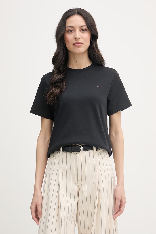 Tommy Hilfiger tričko dámske bavlnené čierna WW0WW49646