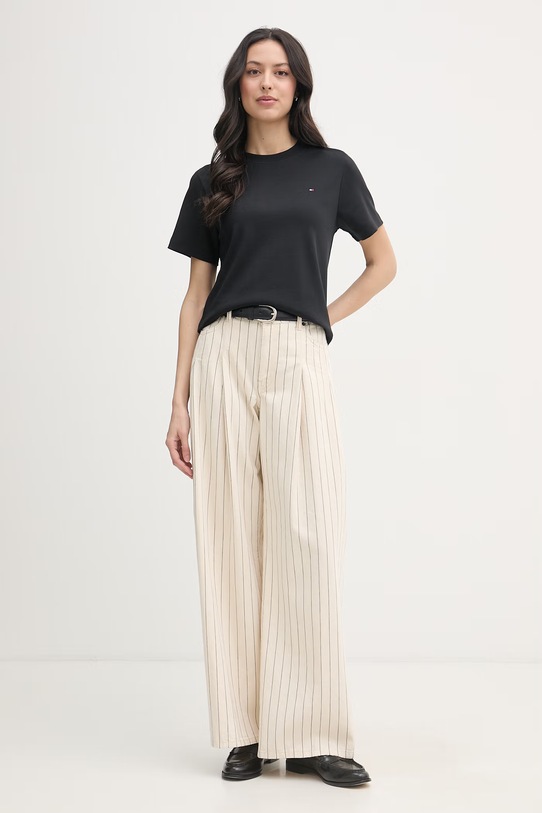 Tommy Hilfiger tričko dámske bavlnené WW0WW49646 čierna SS26