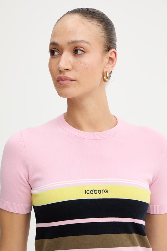 Iceberg sweter bawełniany różowy A005.9505