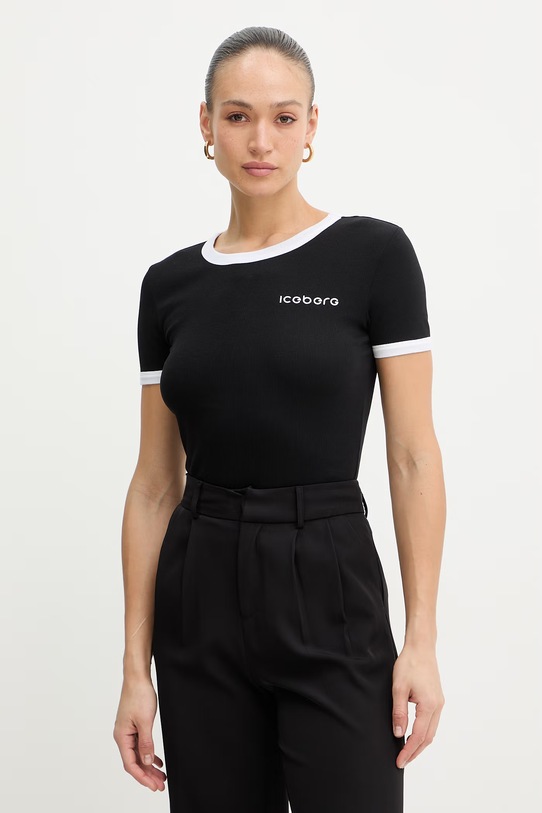 Iceberg t-shirt z elastanem czarny F071.6302.