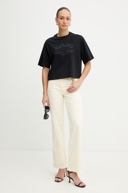 Iceberg t-shirt bawełniany FB01.6325 czarny SS26