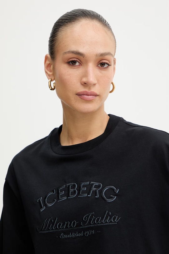 Iceberg t-shirt bawełniany czarny FB01.6325