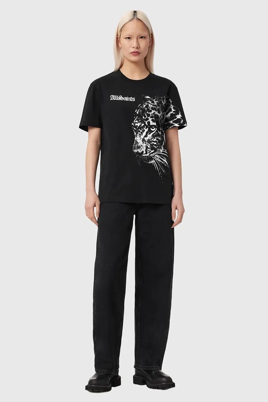 Ρούχα Βαμβακερό μπλουζάκι AllSaints ZAYA W040JE μαύρο