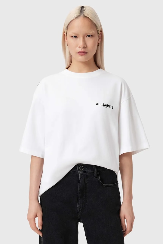 Хлопковая футболка AllSaints SWOOP W041JE белый SS26