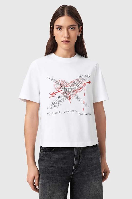 AllSaints t-shirt bawełniany HEARTACHE nadruk biały W081JE