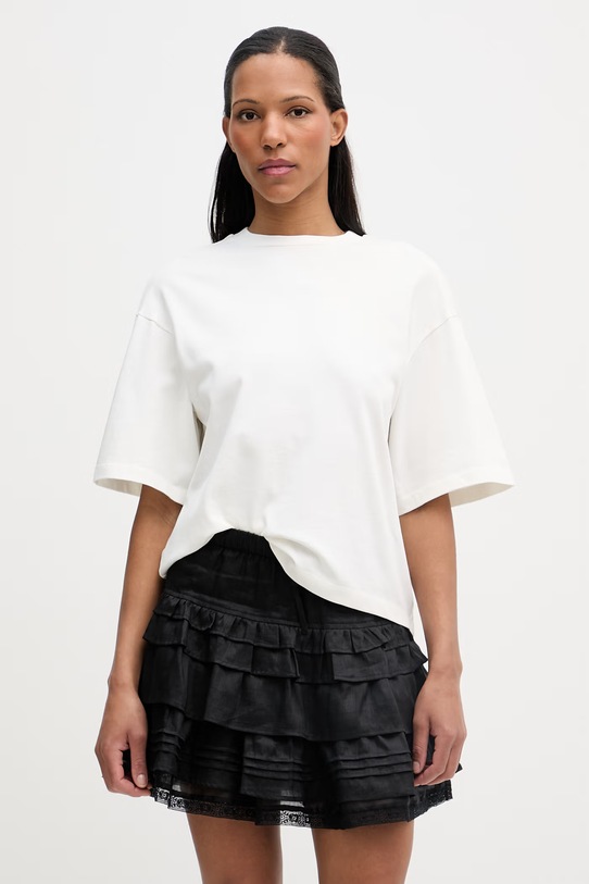 AllSaints T-shirt oversize damski bawełniany PALOMA beżowy W087JE