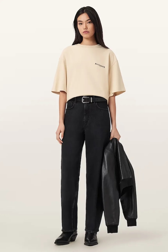 Odzież AllSaints t-shirt bawełniany HALIS W140JE beżowy