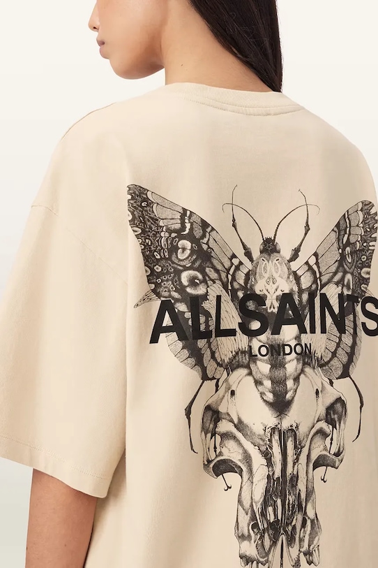 AllSaints t-shirt bawełniany HALIS W140JE beżowy